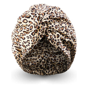 Emily's Pillow - Turbante de seda de mora con estampado de leopardo