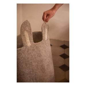 Muskhane - Cesta de fieltro con forma de conejo | Gris brezo