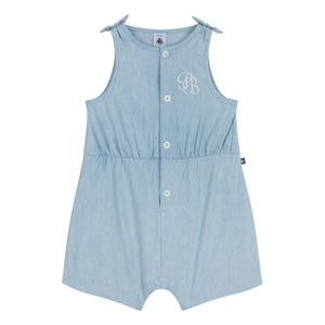 Petit Bateau - Peto de chambray azul con lazo