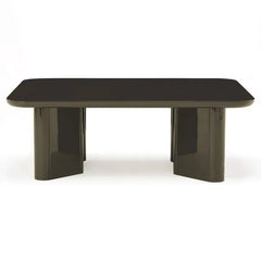 Mesa de centro Thelma de Gabrielle Paris, madera pulida y cristal | Caqui