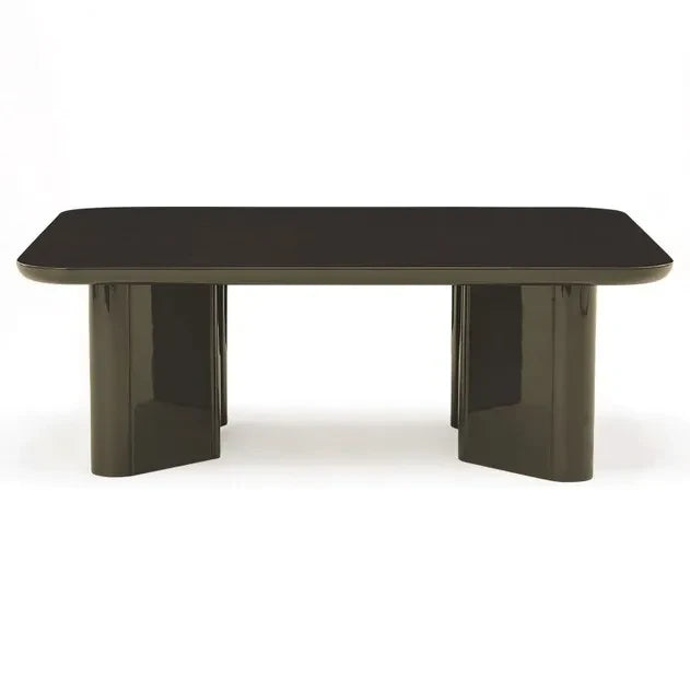Mesa de centro Thelma de Gabrielle Paris, madera pulida y cristal | Caqui