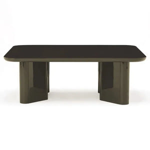 Mesa de centro Thelma de Gabrielle Paris, madera pulida y cristal | Caqui