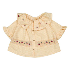 Loir - Blusa Hortense Vichy Cerezas Algodón Orgánico | Amarillo