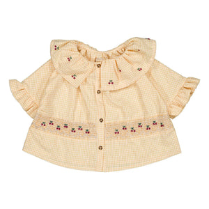 Loir - Blusa Hortense Vichy Cerezas Algodón Orgánico | Amarillo
