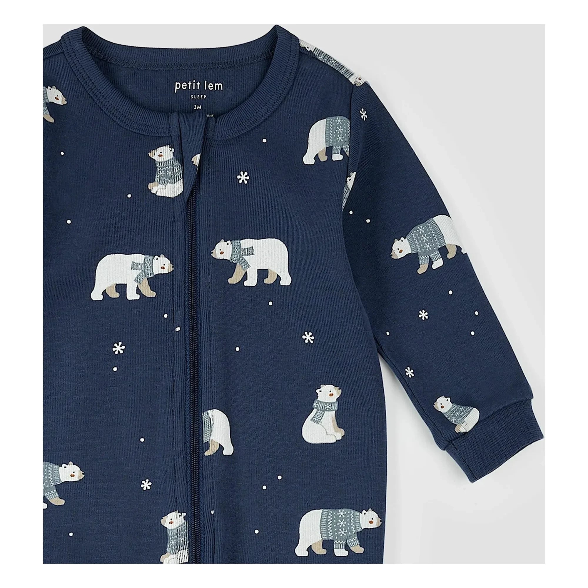 Petit Lem - Pijama con pies de algodón orgánico para bebé Oso | Azul oscuro