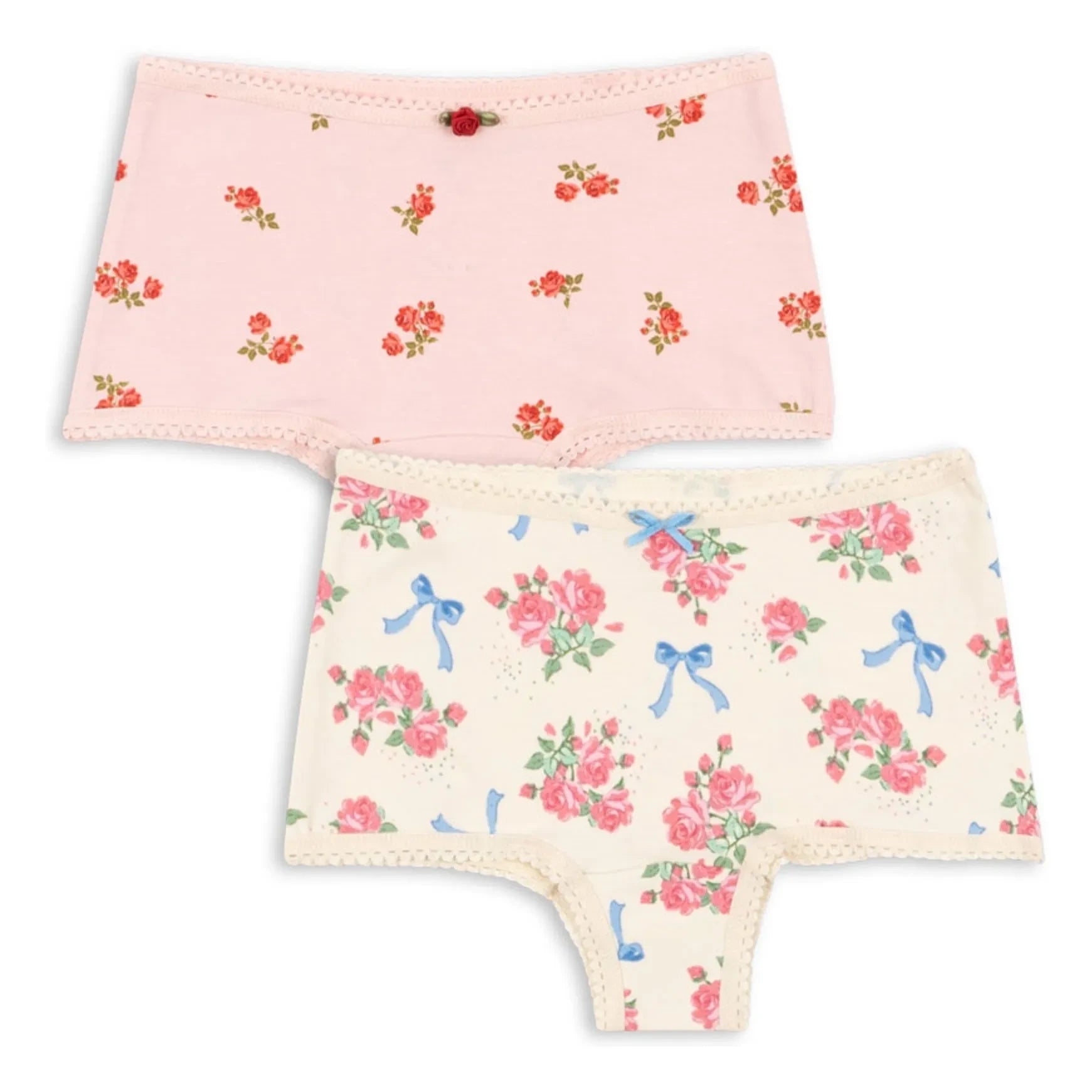 Konges Sløjd - Bragas hipster de algodón orgánico con estampado floral, paquete de 2 | Rosa empolvado
