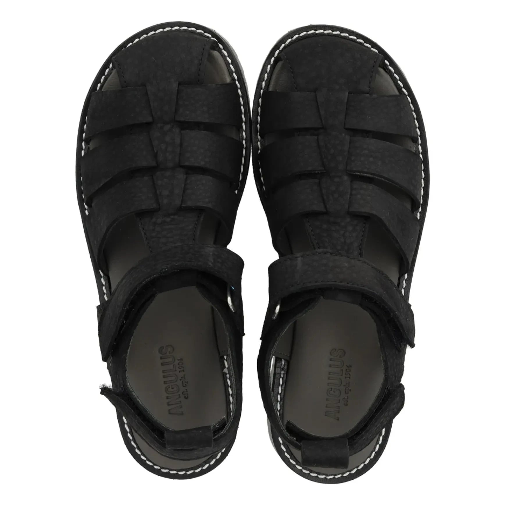 Angulus - Sandalias de nobuk de durazno | Negro