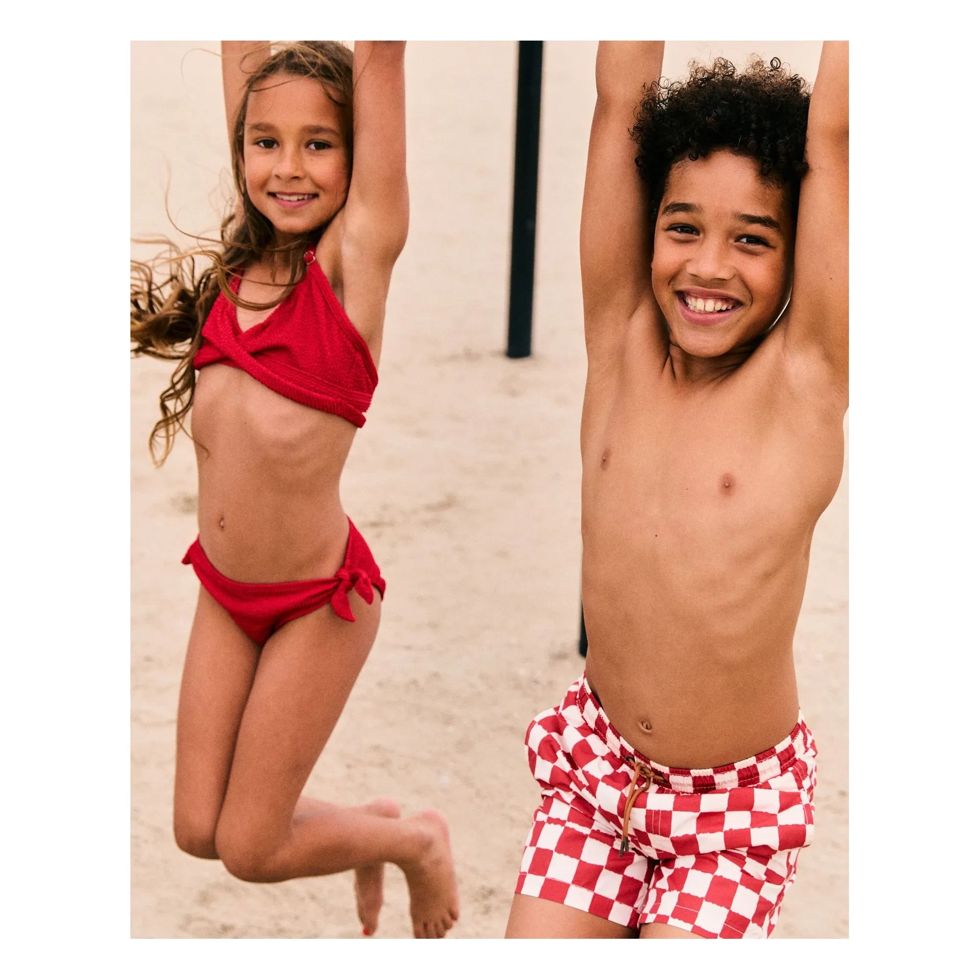 Beachlife - Bañador corto Damier | Rojo