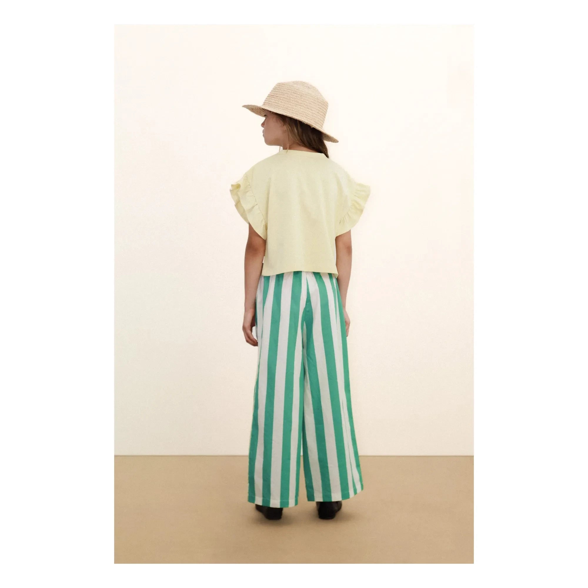 Tinycottons - Pantalón pequeño a rayas verdes