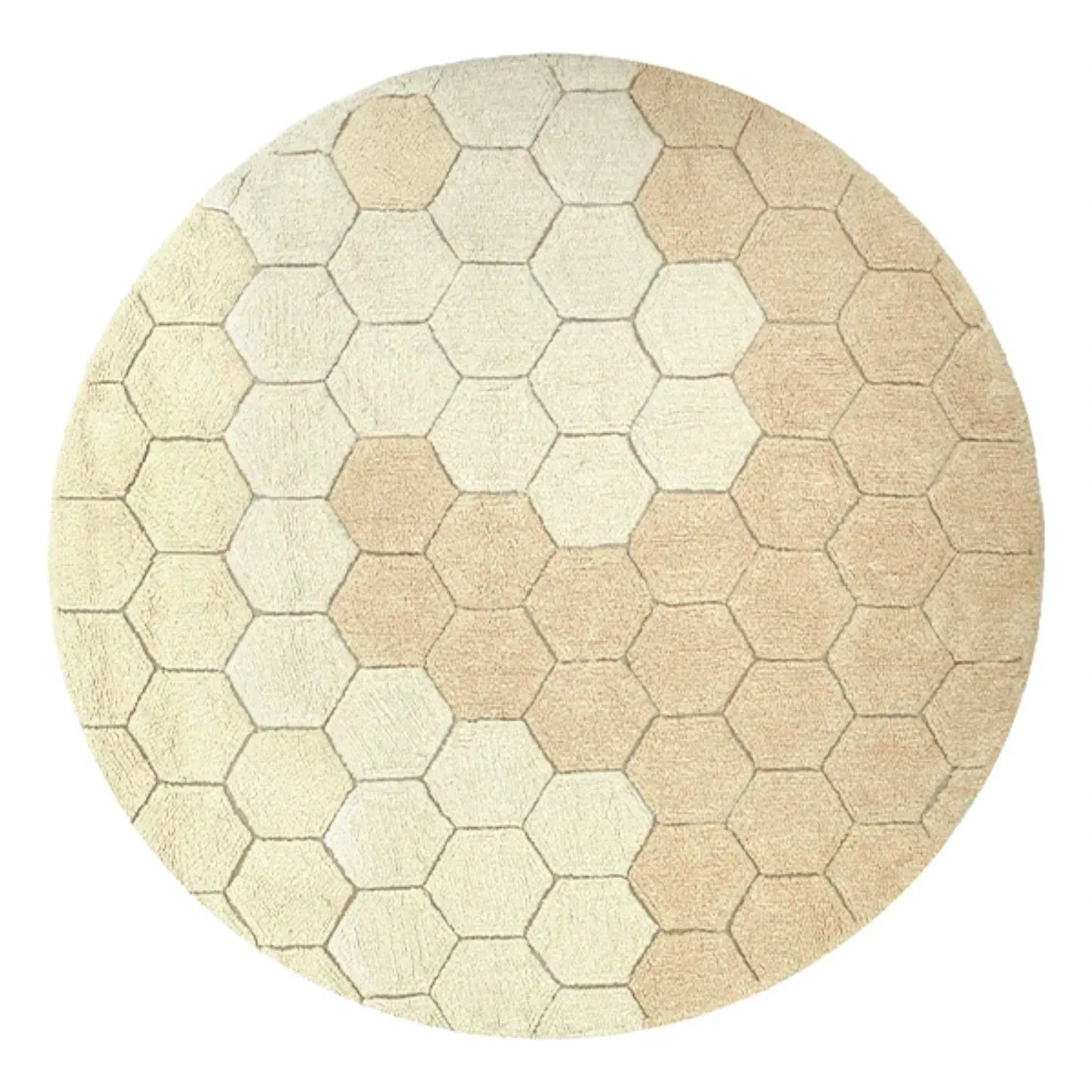 Lorena Canals - Alfombra redonda Honeycomb | Arena dorada