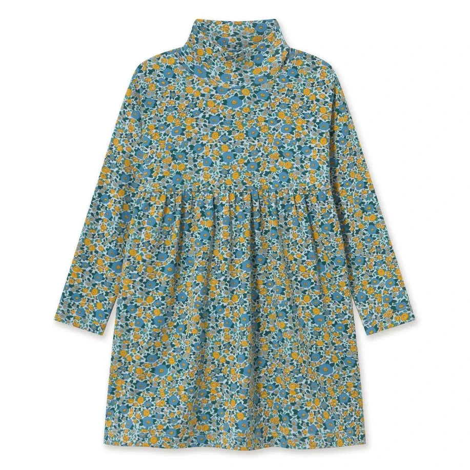 Tinycottons - Vestido floral de pana de algodón orgánico | Azul