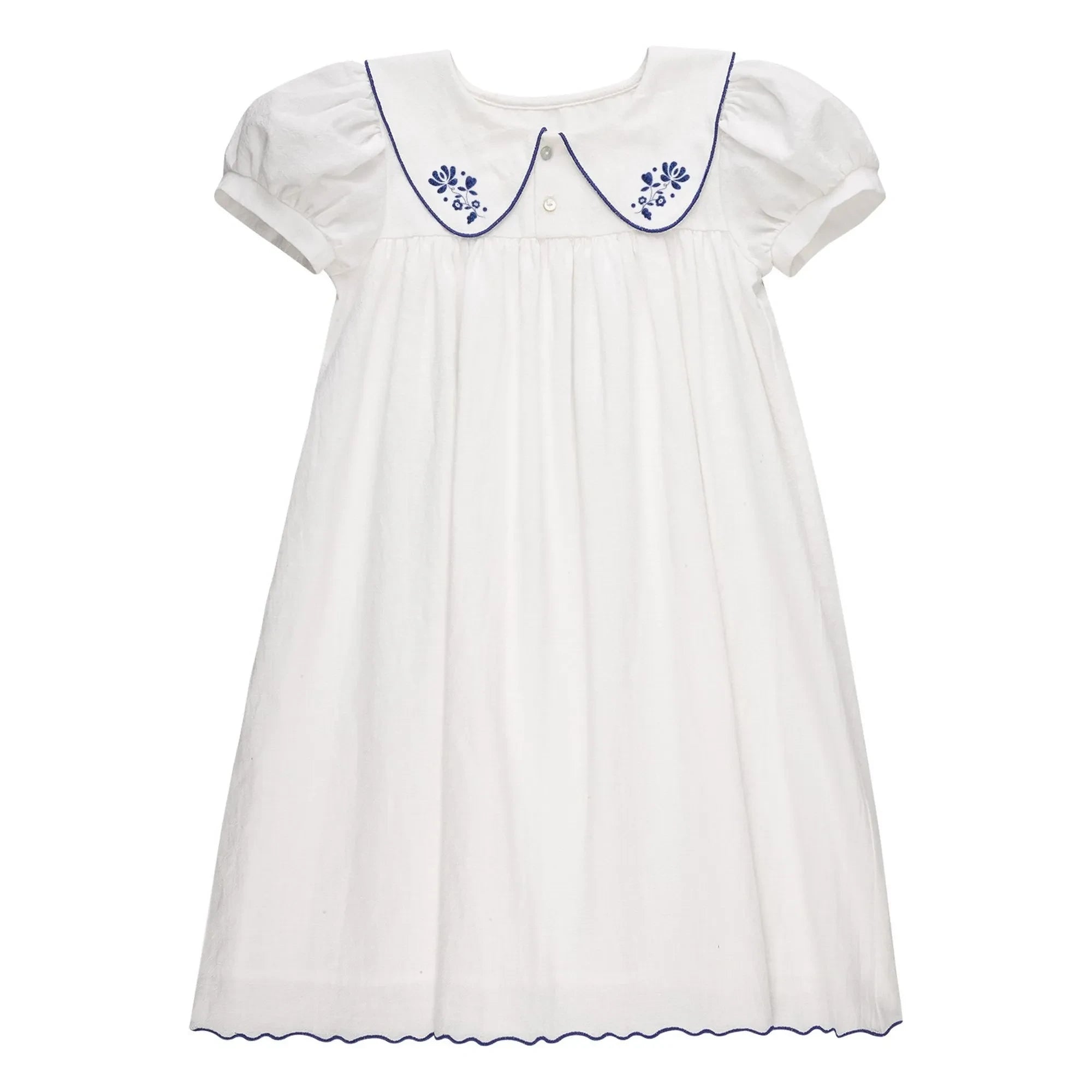 THE LiTTLE POETS - Vestido con cuello claudine bordado Sophia | Blanco