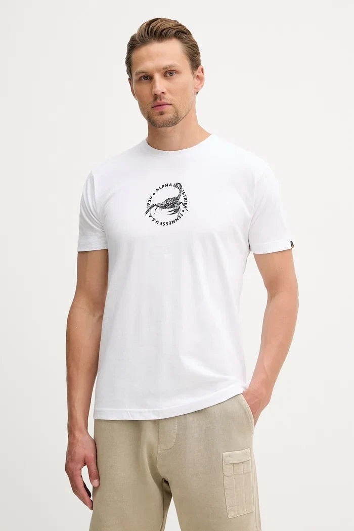 Camiseta Alpha Industries de algodón para hombre con estampado de escorpión en la espalda