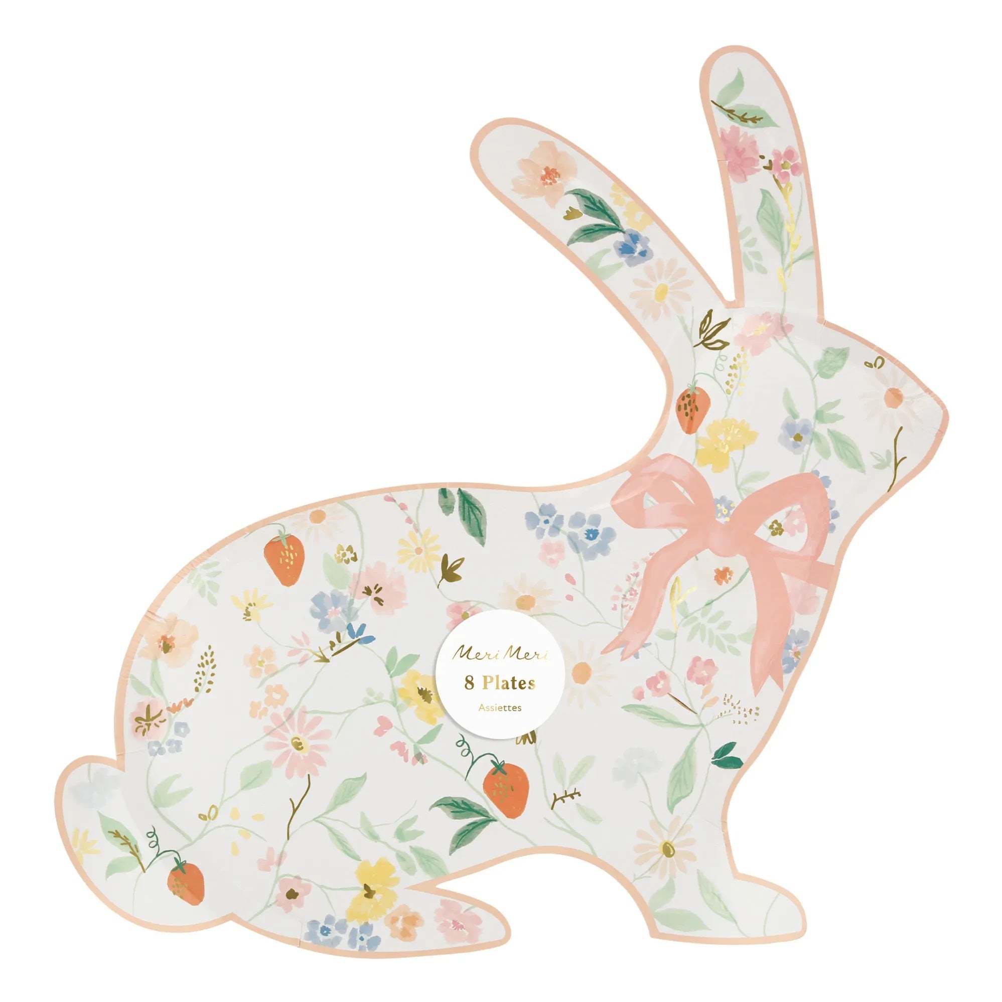 Meri Meri - Platos de conejito con flores de primavera - Juego de 8 | Pastel