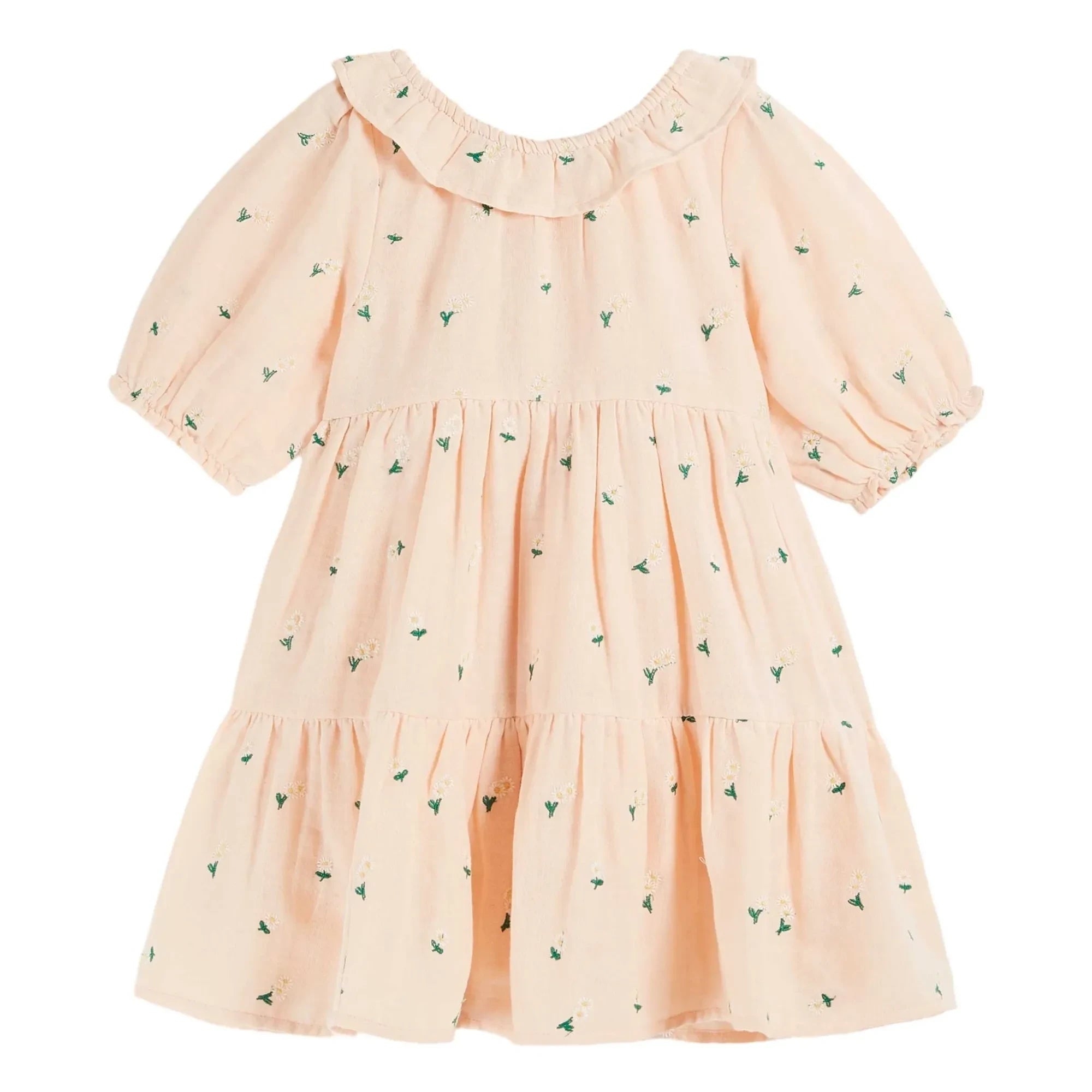 Emile et Ida - Vestido bordado Marguerite | Rosa empolvado