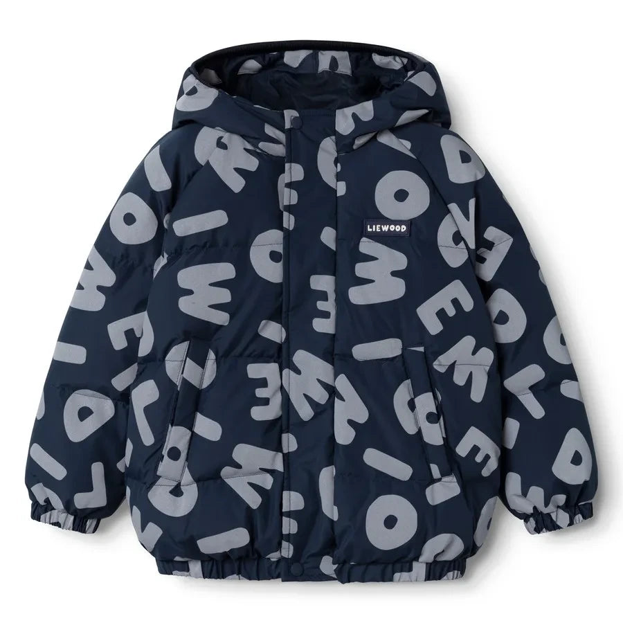 Liewood - Chaqueta de plumón Adelina con letras reflectantes Hecha de fibras recicladas | Azul marino