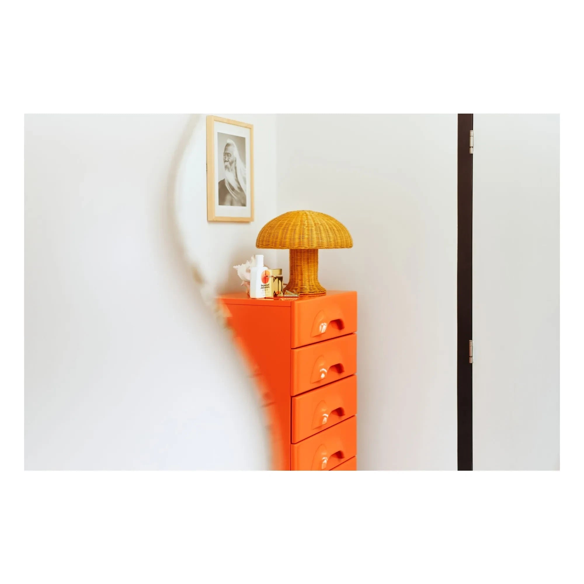 HKliving - Lámpara de mesa de mimbre | Mostaza