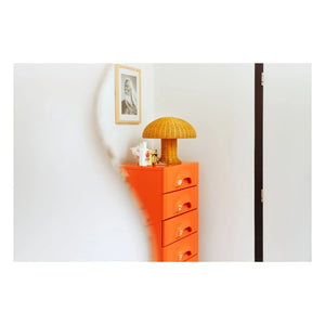 HKliving - Lámpara de mesa de mimbre | Mostaza