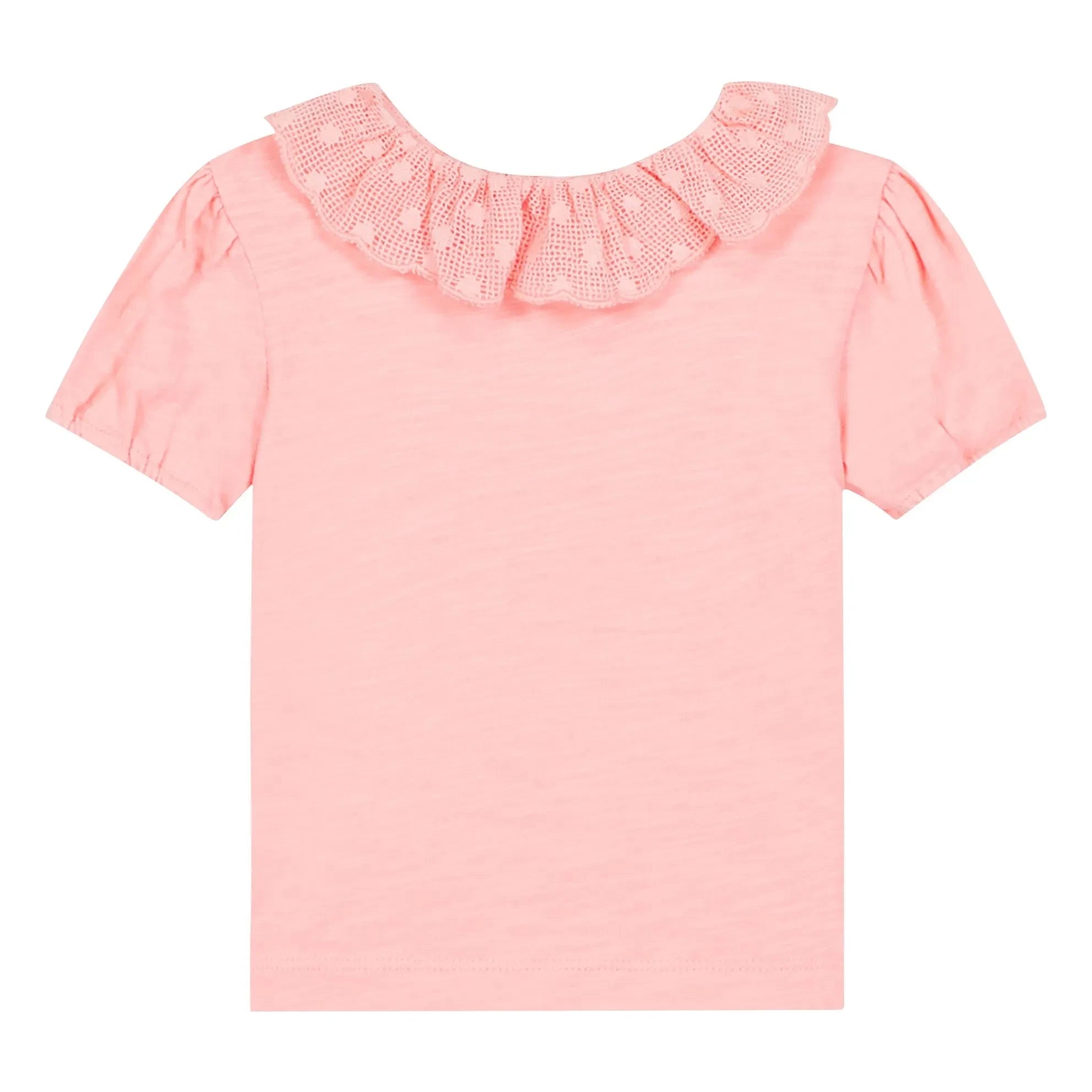 Bonton - Niris Camiseta de cuello bordado para bebé | Rosa empolvado