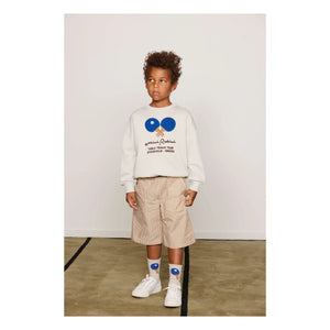 Mini Rodini - Pantalones cortos de popelina de algodón orgánico a rayas | Marrón