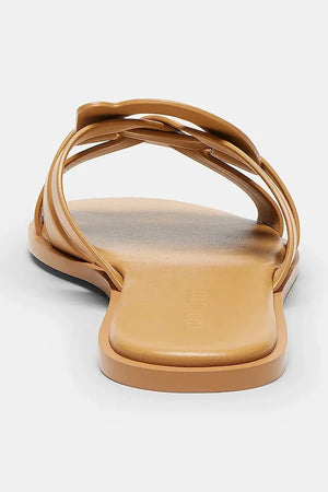 Coach sandalias de cuero para mujer con punta abierta Lena Leather Slide Sandal