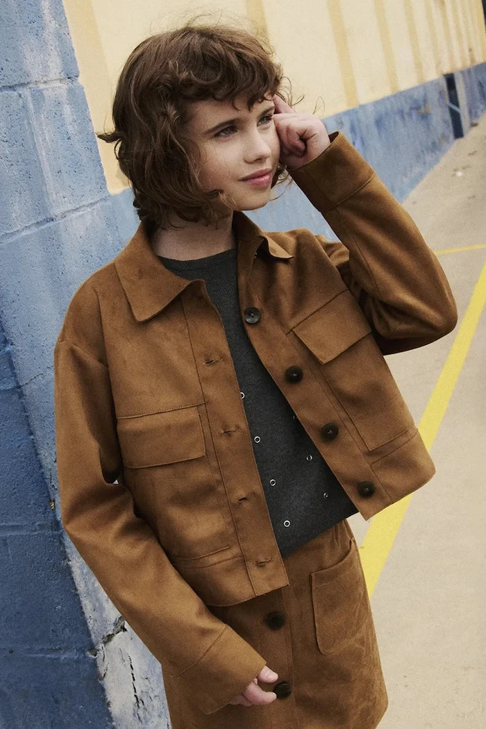 Chaqueta de entretiempo de ante sintético para niños