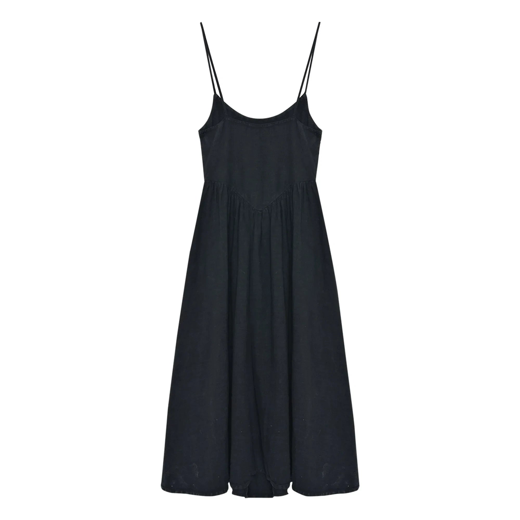 the new society - Vestido de algodón y lino Lippia | Negro