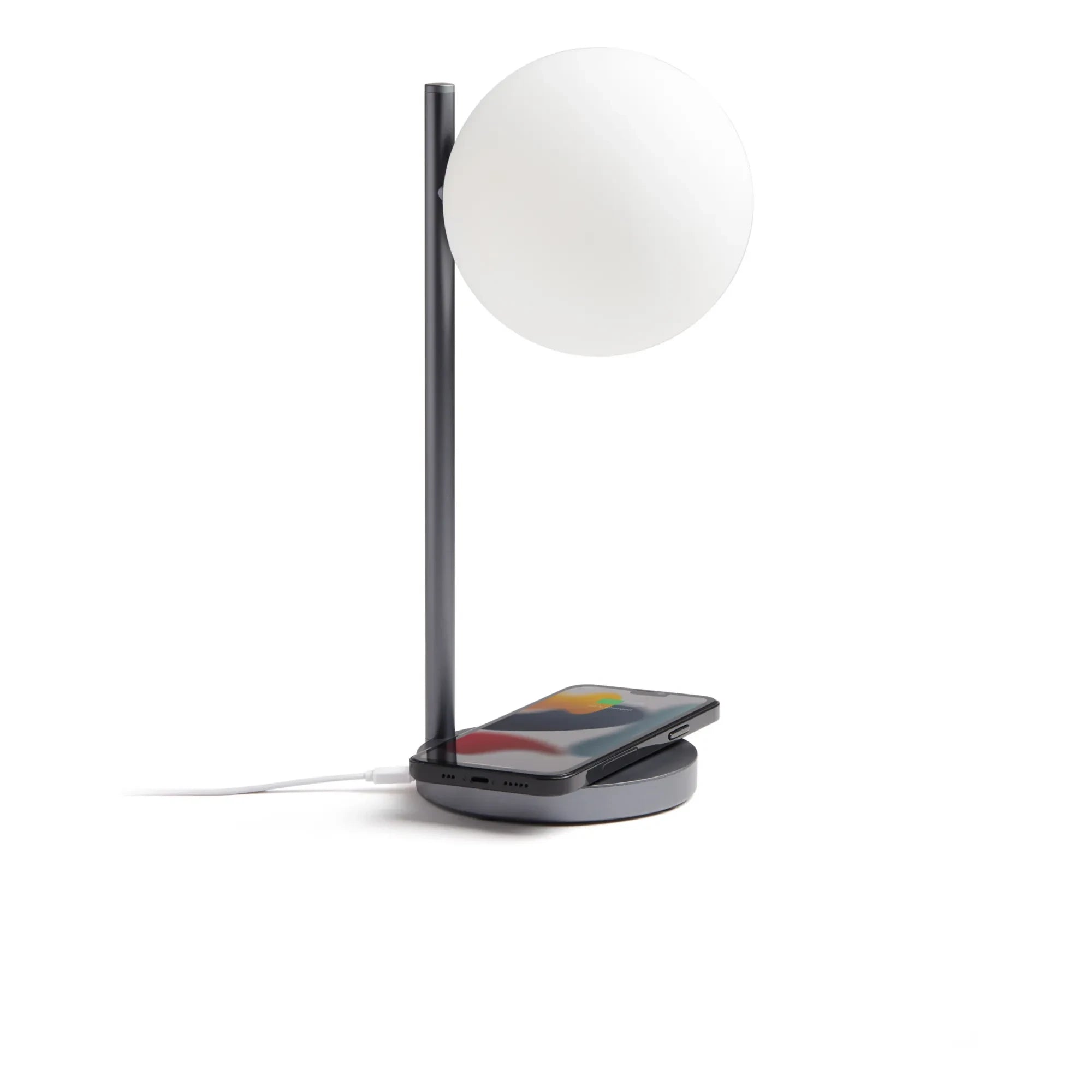 Lexon - Lámpara de mesa LED y estación de carga Bubble | Gris Acero