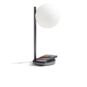 Lexon - Lámpara de mesa LED y estación de carga Bubble | Gris Acero