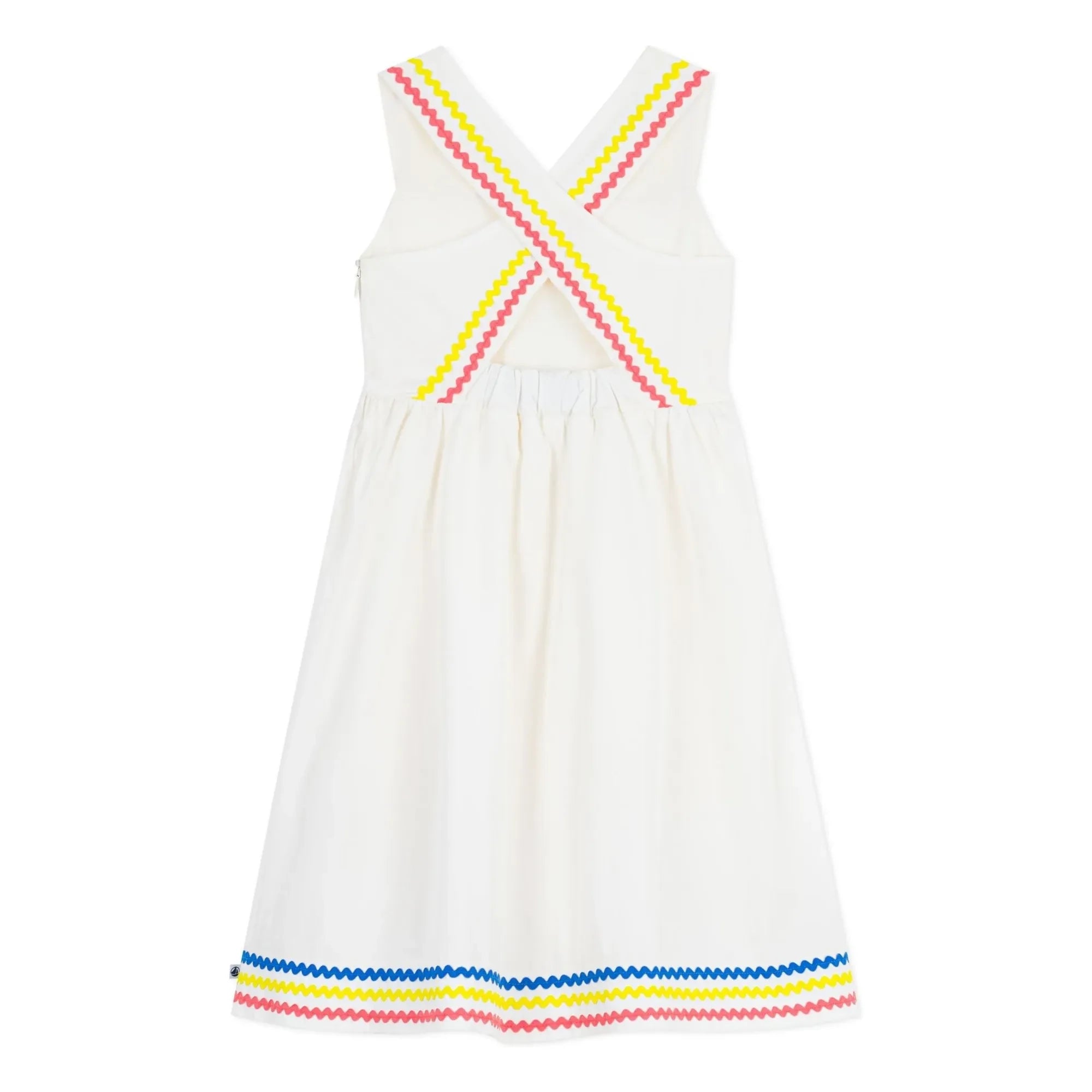 Petit Bateau - Vestido palabra de honor de popelín de algodón orgánico | Blanco