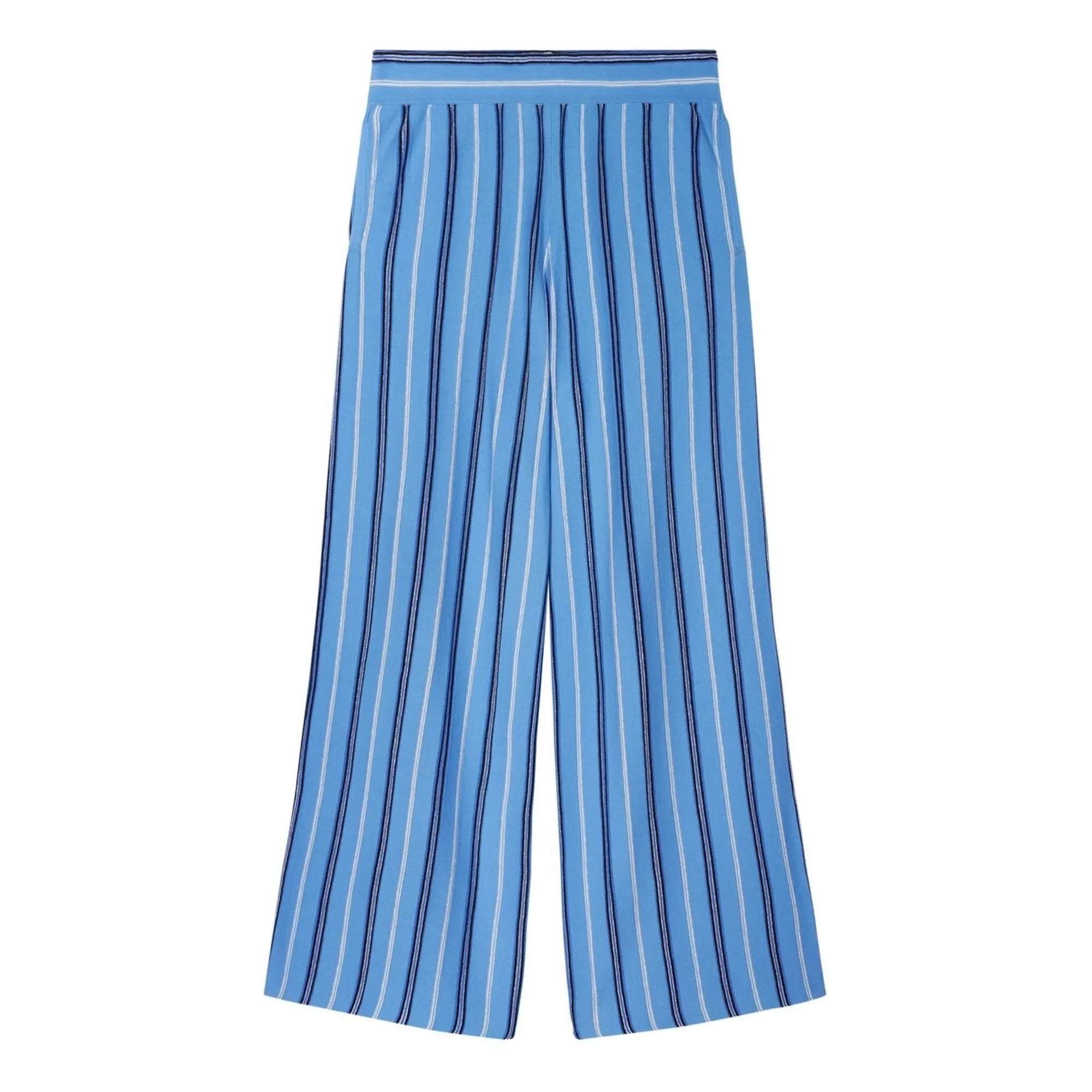 Bompard - Pantalones a rayas de lino, algodón y seda | Azul