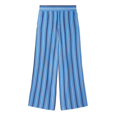 Bompard - Pantalones a rayas de lino, algodón y seda | Azul