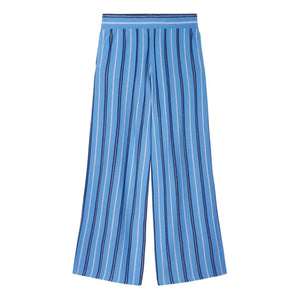 Bompard - Pantalones a rayas de lino, algodón y seda | Azul