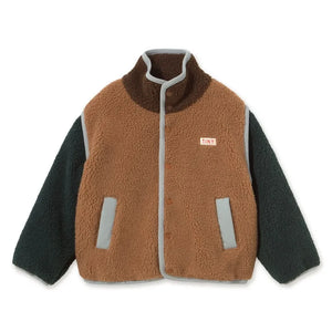 Tinycottons - Chaqueta estilo sherpa con bloques de color | Marrón