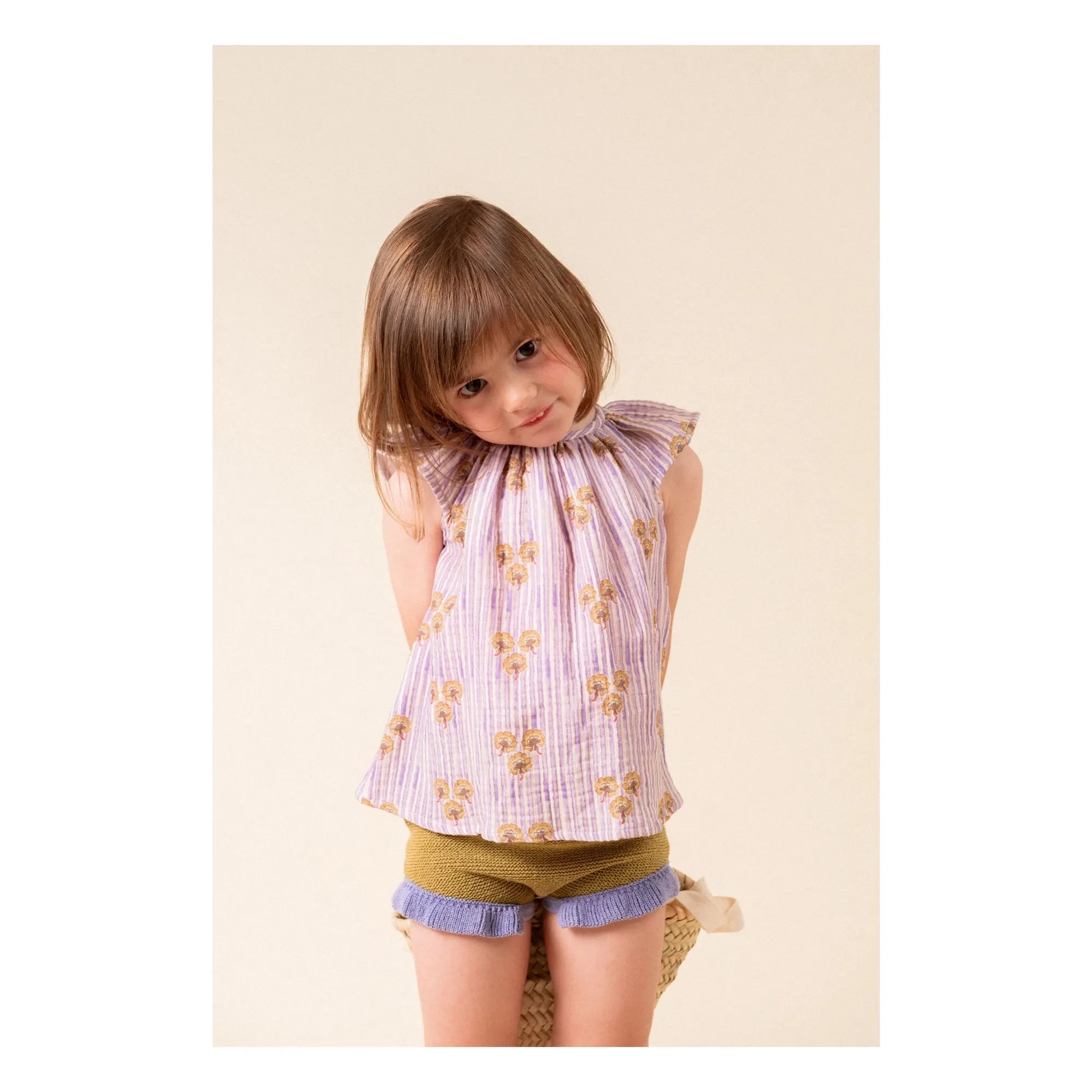birinit - Short de malla con volantes amarillo verdoso