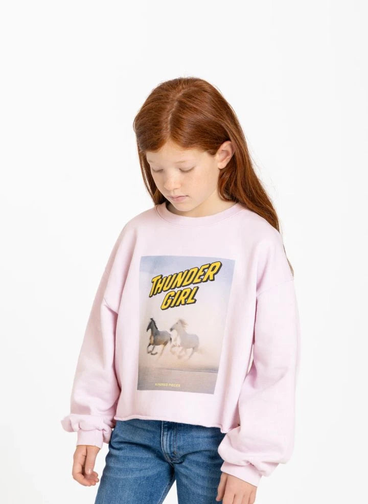 Hundred Pieces - Belmont Horses Sudadera de Algodón Orgánico | Rosa Claro