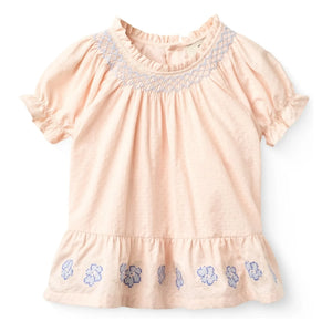 Copenhagen Colors - Blusa fruncida de algodón orgánico | Rosa Lichi
