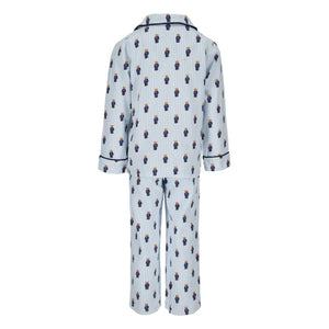 Ralph Lauren - Çizgili Monogram Gömlek ve Pantolon Pijama Takımı | Açık Mavi