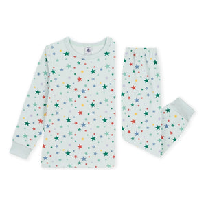 Petit Bateau - Yeşil Kadife Organik Pamuk Yıldızlı Pijama