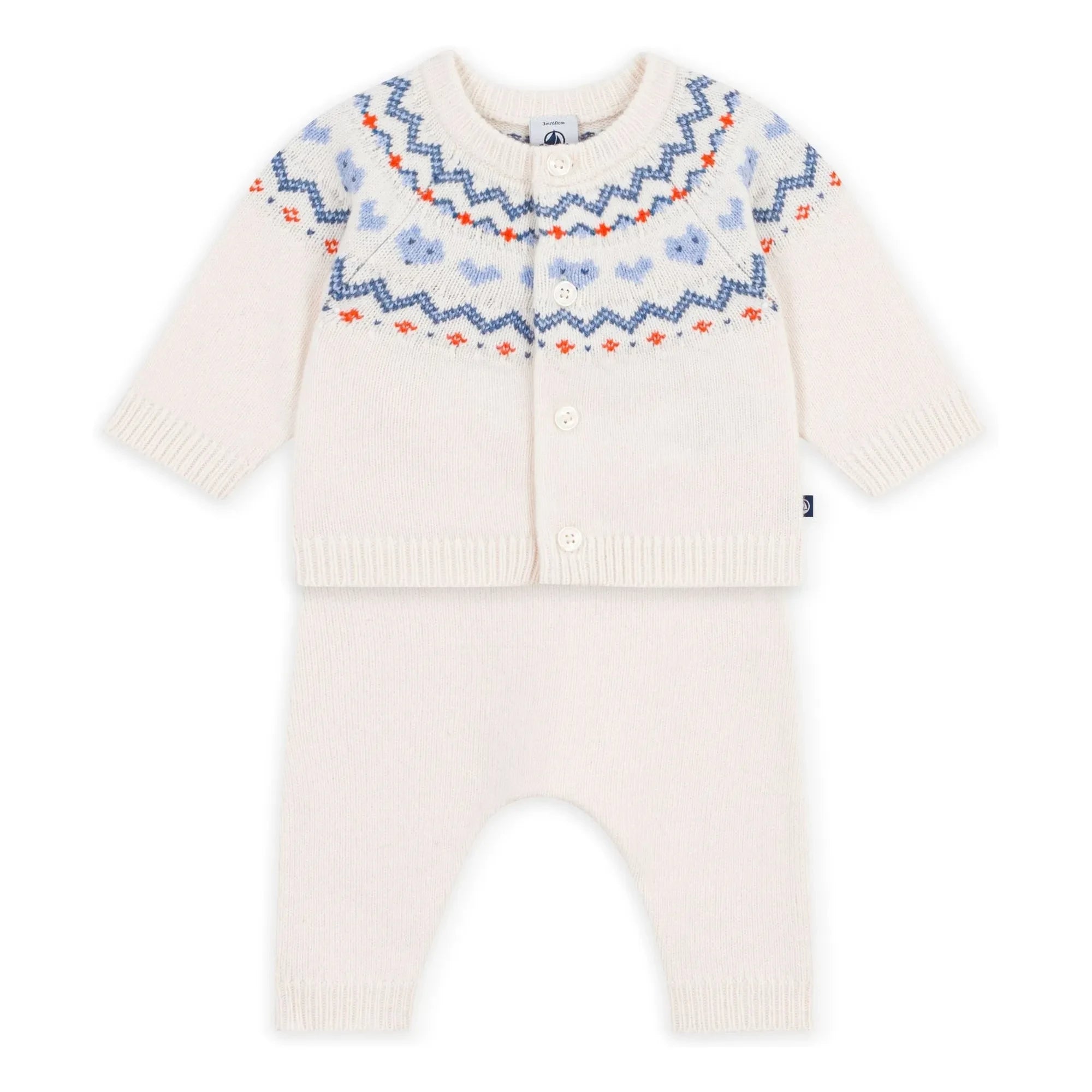 Petit Bateau - Yün Jakarlı Hırka ve Pantolon Takımı | Mavi
