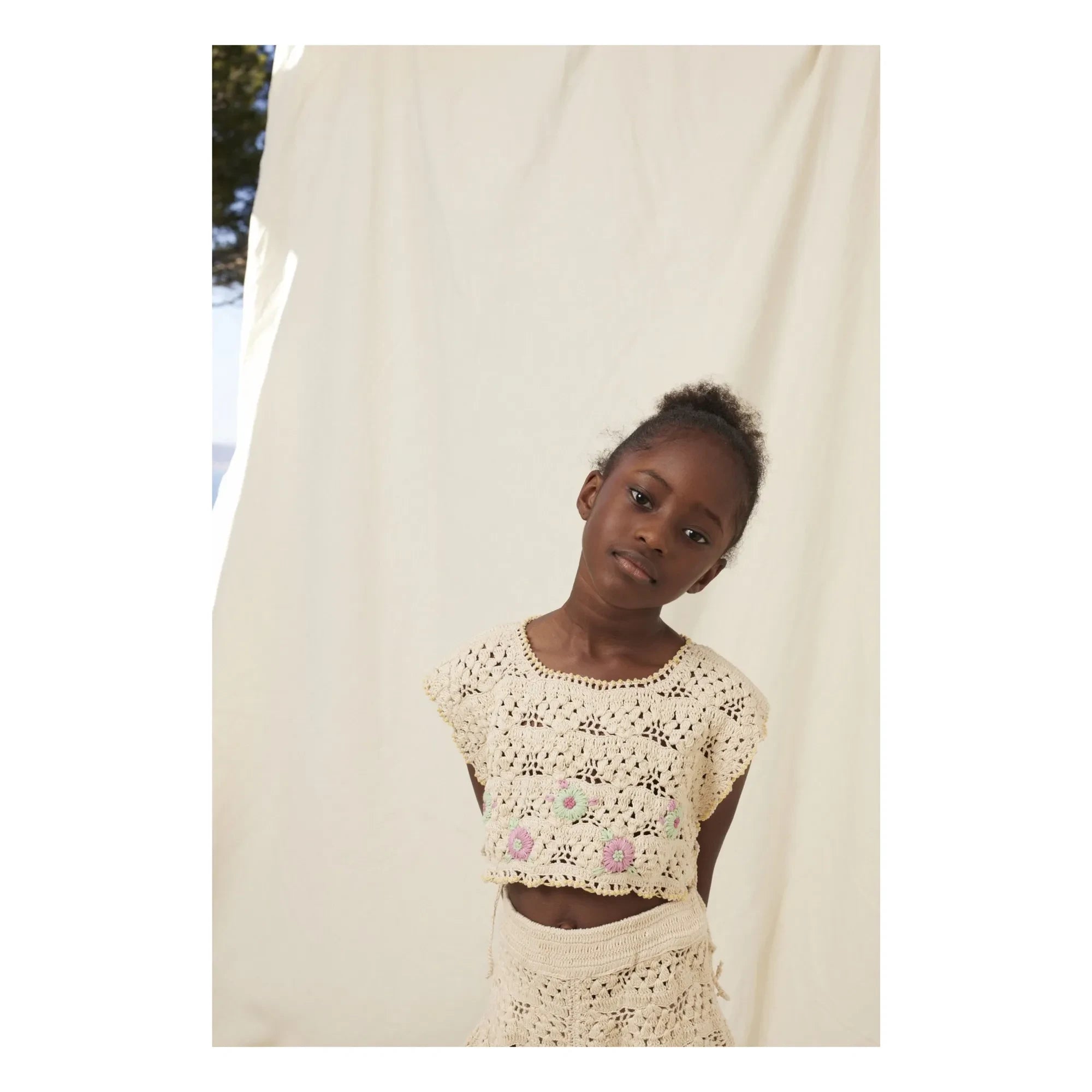Bebe Organic - Top de punto Anais con estampado floral de algodón orgánico | Crudo