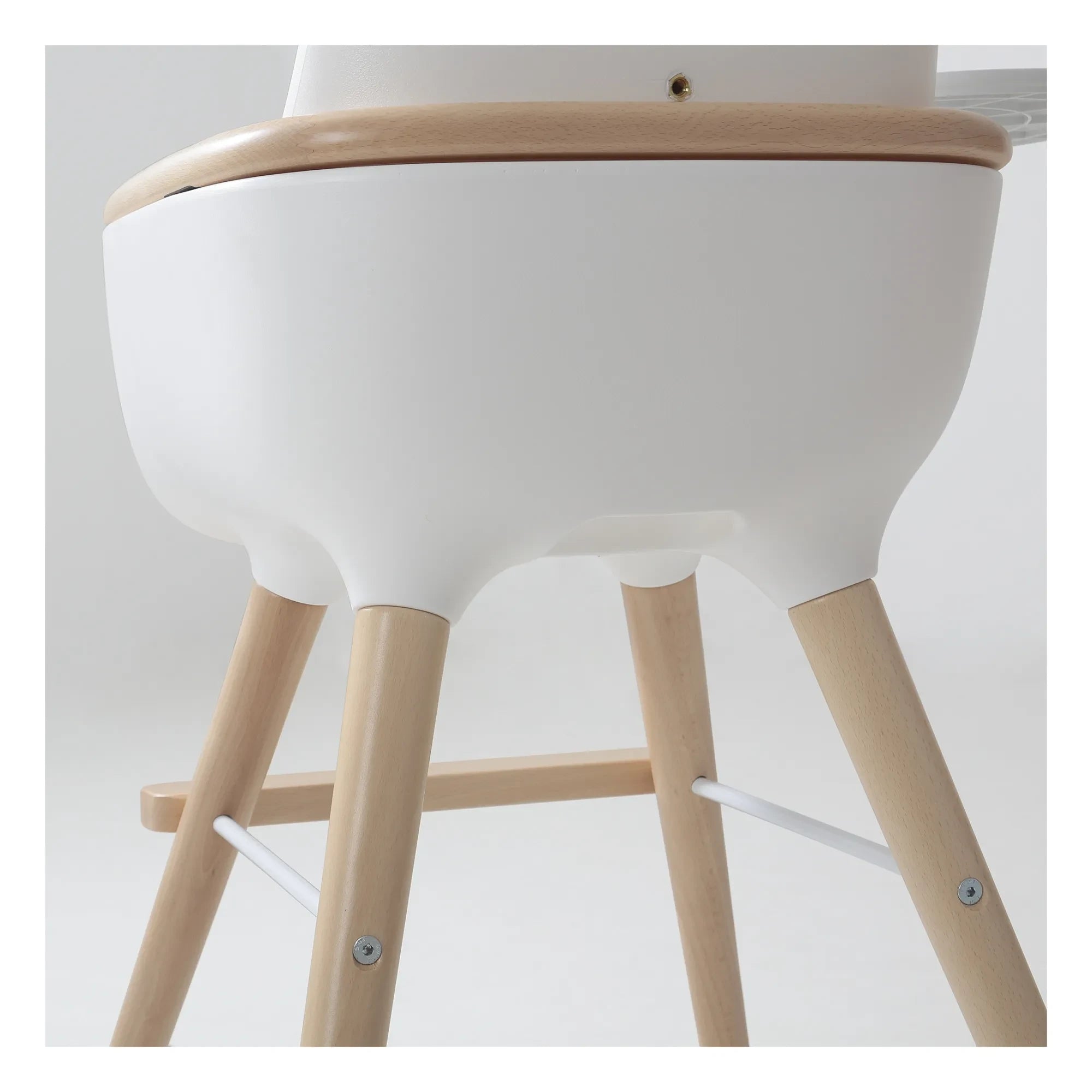 Micuna - Silla alta OVO LUXE ONE, cinturón de piel sintética beige | Blanco