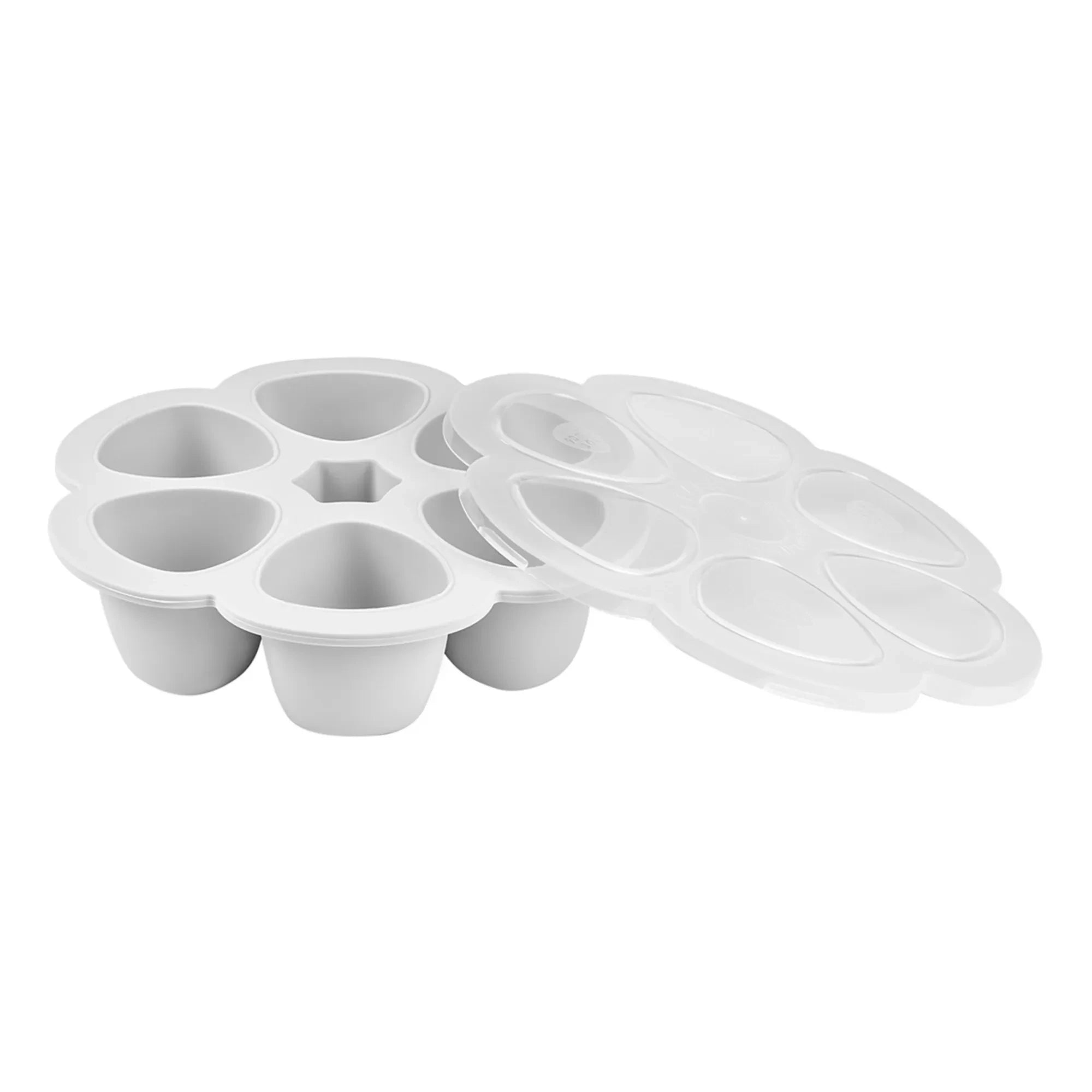 Béaba - Molde de Silicona para Comida de Bebé - 6 x 90 ml | Gris Claro