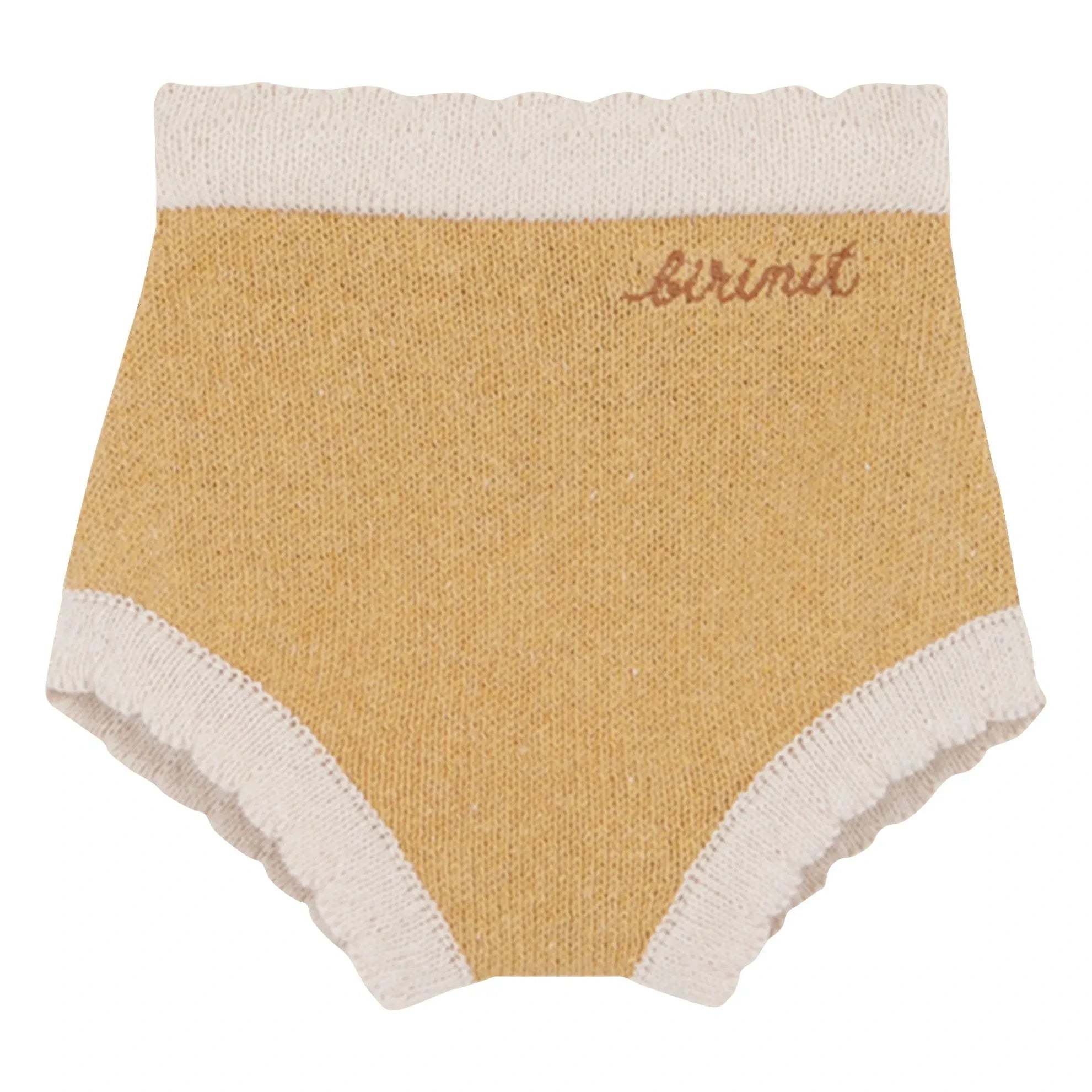 birinit - Pantalón corto de bebé con ondas finas de punto color arena