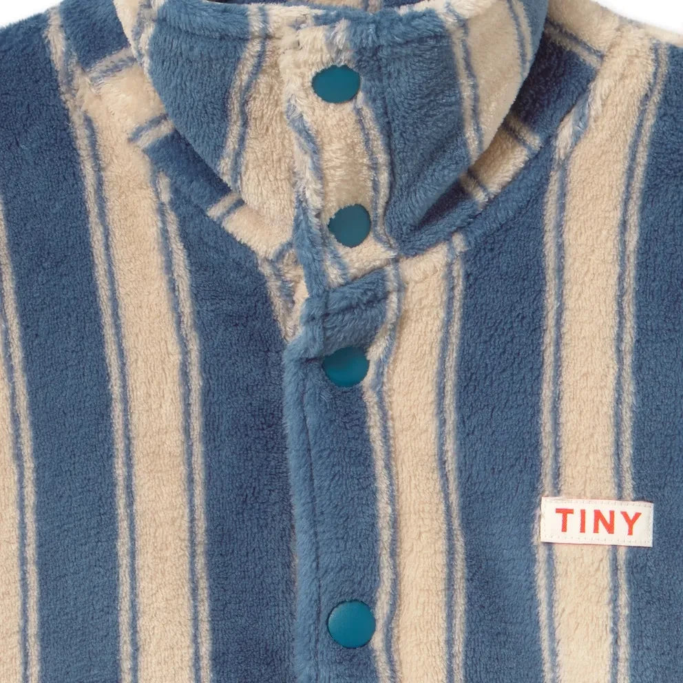 Tinycottons - Chaqueta polar a rayas | Azul petróleo