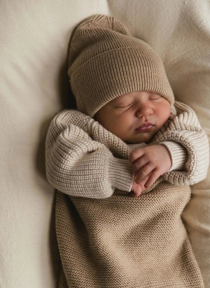 Hvid - Fonzie Gorro de bebé de lana merino | Sand