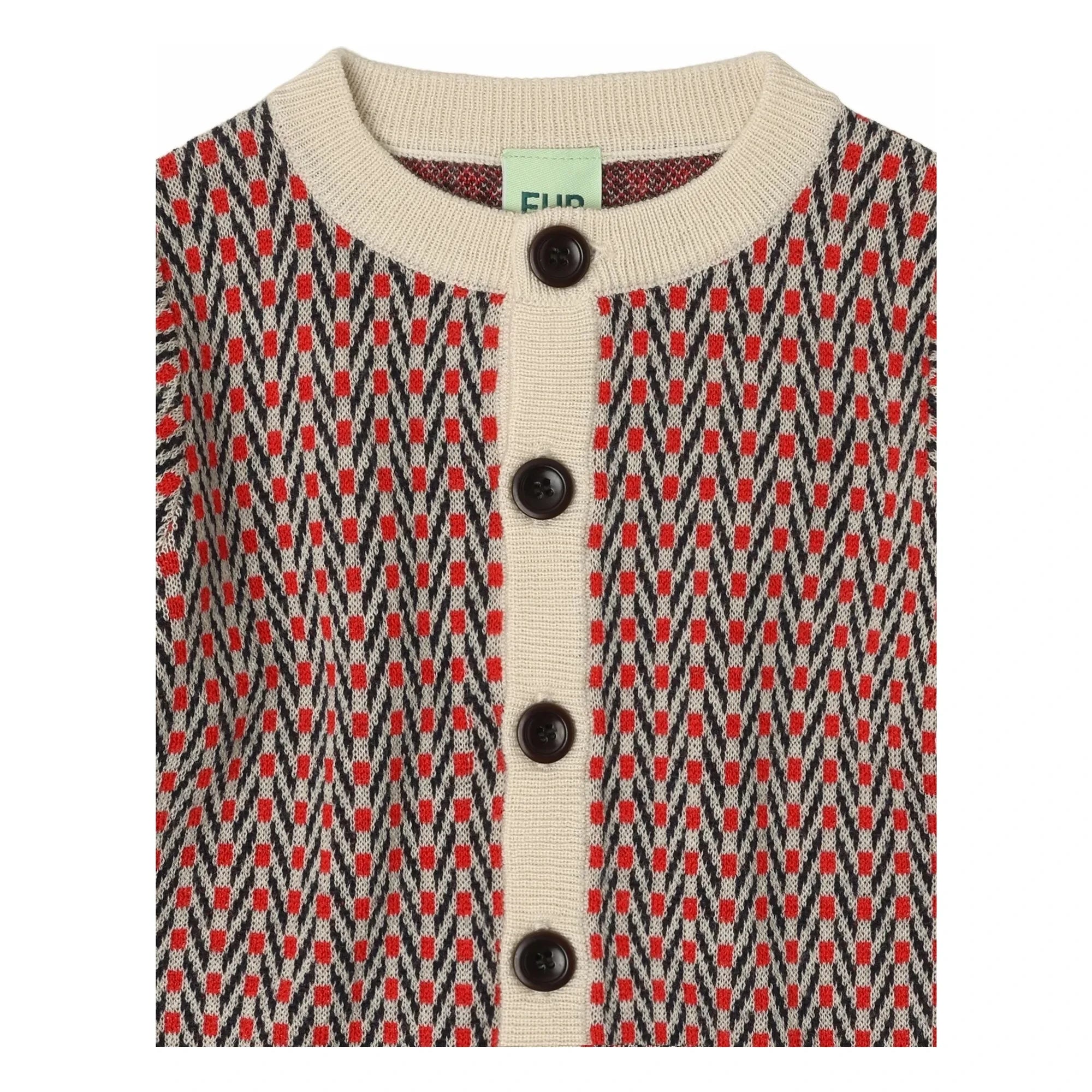 FUB - Chaqueta de Punto Chevron de Lana Merina Cruda
