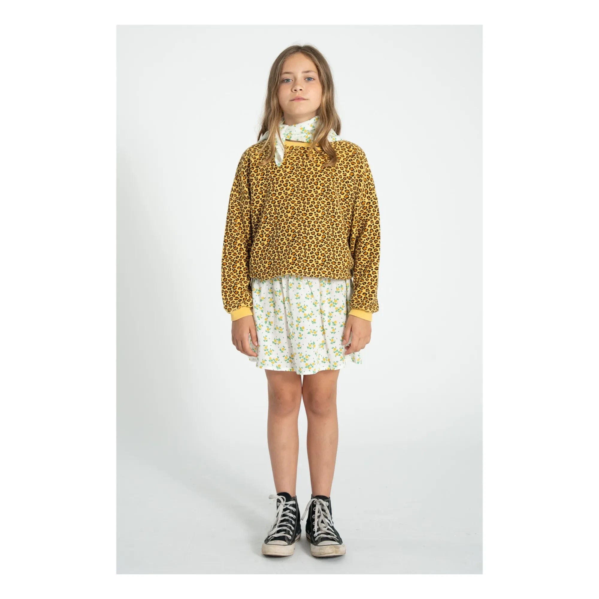 Piupiuchick - Falda corta de algodón orgánico con estampado floral | Blanco