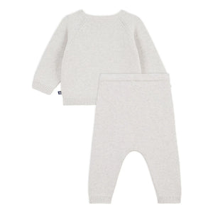 Petit Bateau - Conjunto de jersey de jacquard de ositos y pantalones de algodón orgánico | Beige jaspeado