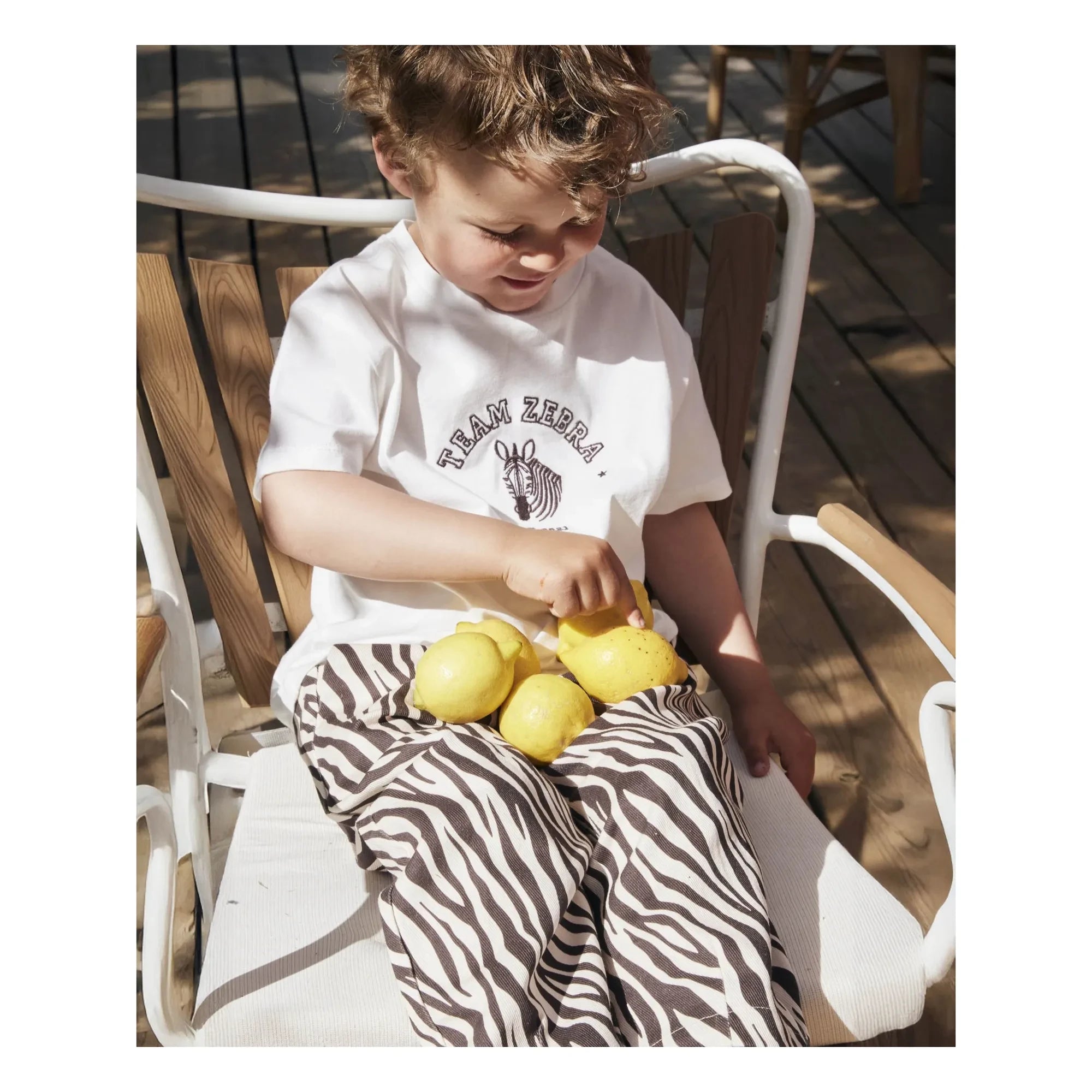 Fliink - Camiseta de algodón orgánico Summer Zebra | Blanca
